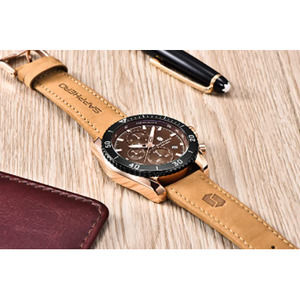 NWT Mens Luxary Benyar Leather Band Watch